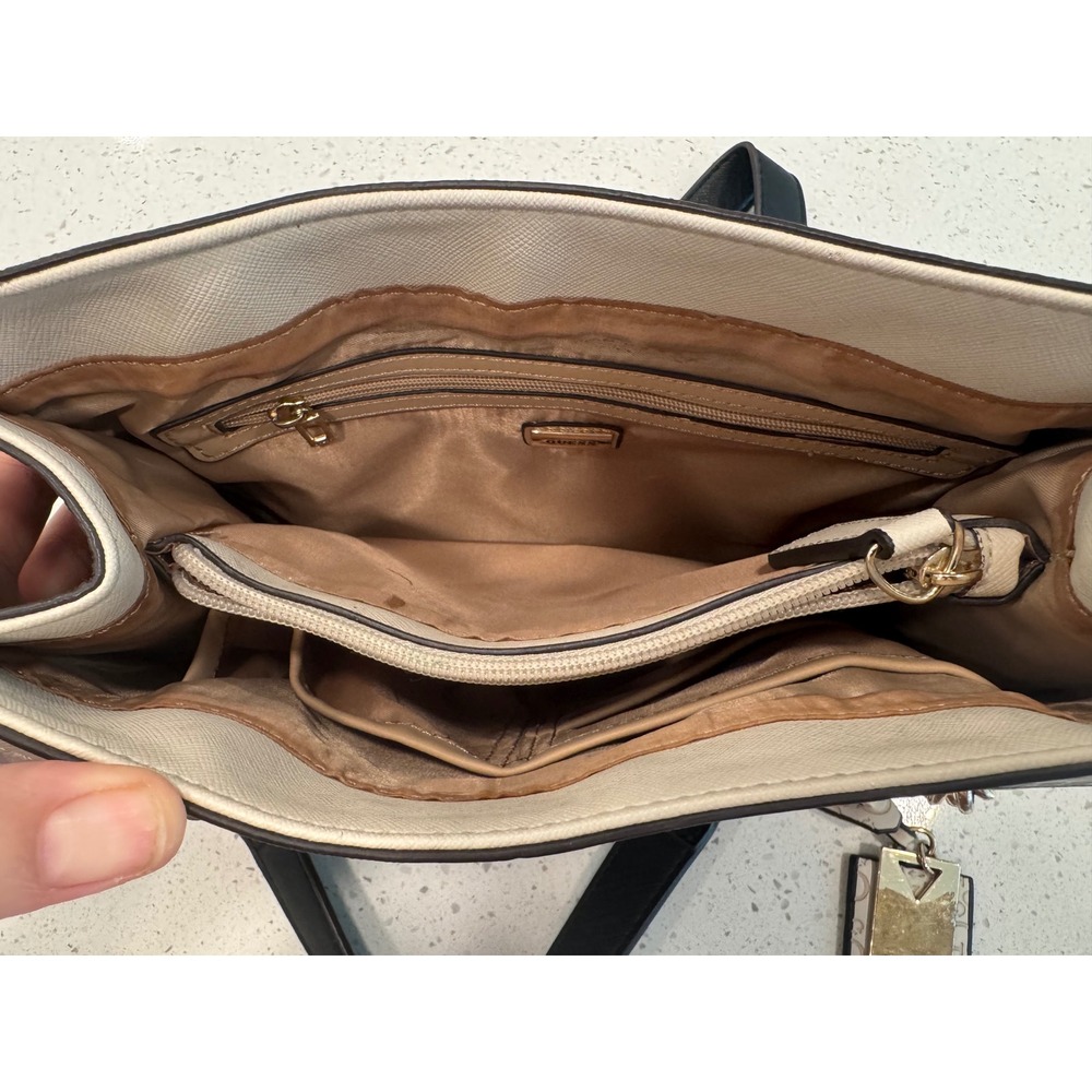 Guess‎ Satchel Handbag Womens Brown Good Classic Chic Monogram Chain Strap Bag - Picture 3 of 11